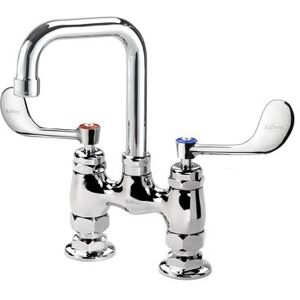 "Krowne 15-430L-W-H2 Raised Deck Mount Faucet w/ 4 1/2"" Double Bend Spout & Wrist Handles - 4"" Centers, 0.5 GPM"