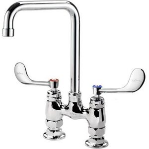 "Krowne 15-431L-W-E6 Raised Deck Mount Faucet w/ 6"" Double Bend Spout & Wrist Action Handles - 4"" Centers, 2.2 GPM"