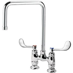 "Krowne 15-432L-W-G3 Raised Deck Mount Faucet w/ 8 1/2"" Double Bend Spout & Wrist Handles - 4"" Centers, 1.0 GPM"