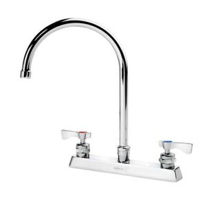 "Krowne 15-502L-L-H3 Deck Mount Faucet w/ 8 1/2"" Gooseneck Spout & Lever Handles - 8"" Centers, 1.0 GPM"