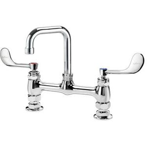 "Krowne 15-830L-W-F1 Raised Deck Mount Faucet w/ 4 1/2"" Double Bend Spout & Wrist Handles - 8"" Centers, 0.5 GPM"