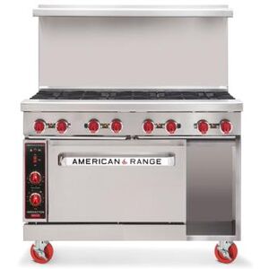 "American Range AR-8-126L-SBR 48"" 8 Burner Commercial Gas Range w/ Standard Oven & Storage Base, Liquid Propane, Stainless Steel, Gas Type: LP"