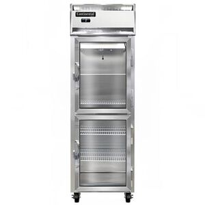 "Continental 1FNSAGDHD 26"" 1 Section Reach In Freezer, (2) Glass Doors, 115v, Aluminum/Stainless Steel"