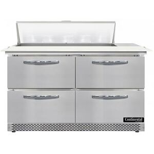 "Continental D48N10C-FB-D 48"" Sandwich/Salad Prep Table w/ Refrigerated Base, 115v, Stainless Steel"