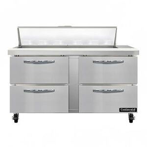 "Continental SW60N12-D 60"" Sandwich/Salad Prep Table w/ Refrigerated Base, 115v, Stainless Steel"
