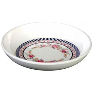 "Thunder Group 1004AR 4 1/2"" Round Melamine Plate, Rose, Floral & Blue Striped, White"