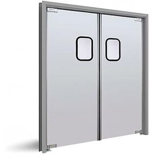 "Curtron SPD-20-AL-DBL-7284 Service-Pro Series 20 Double Swinging Traffic Door w/ Window - 36"" x 84"", Aluminum"