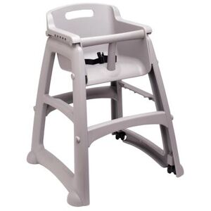 "Rubbermaid FG780508PLAT 29 3/4"" Stackable Plastic High Chair w/ Waist Strap & Casters, Platinum, Gray"