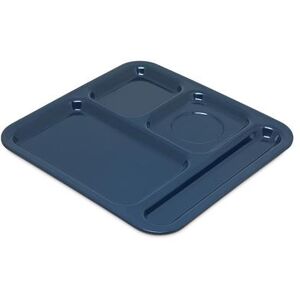 "Carlisle 4398450 Melamine Rectangular Tray w/ (4) Compartments, 10 1/9"" x 9 25/32"", Dark Blue"