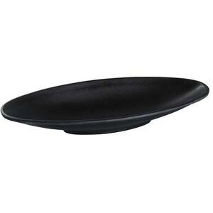 "Yanco BP-4112 Black Pearl Boat Shaped Melamine Plate - 12"" x 4 1/2"", Black"