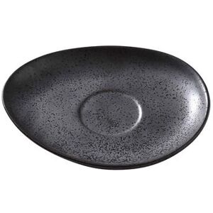 "Yanco DB-002 6"" x 4 1/2"" Oval Diamond Black Saucer - Porcelain Black"