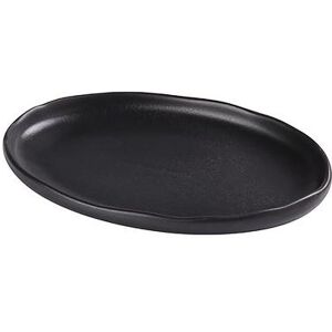 "Yanco NB-212 Oval Dinner Plate - 12 1/2"" x 8 1/4"", Ceramic, Noble Black"