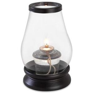 "Sterno 80382 Draper Candle Lamp - 4 1/8""D x 7 1/4""H, Clear Glass/Wood"