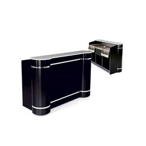 "Forbes Industries 4875-8 Mobile Bar w/ (2) Sinks & (6) Glass Racks - 99""L x 28 1/2""W x 47 1/2""H, Laminate w/ Corian Top, Black"