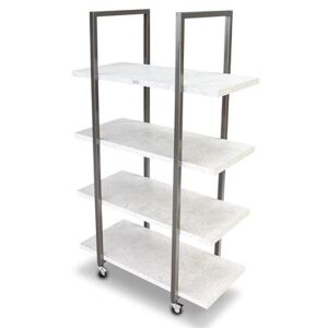 "Forbes Industries 6500 Mobile Display Tower w/ (4) Laminate Shelves & Steel Frame - 48""L x 24""W x 78""H, White"