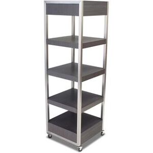 "Forbes Industries 6516 Mobile Display Tower w/ (4) Wood Veneer Shelves & Brushed Steel Frame - 24""L x 24""W x 78""H, Gray"