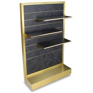 "Forbes Industries 6566 Mobile Display Tower w/ (3) Laminate Shelves & Brass Frame - 48""L x 20""W x 78""H, Gold"