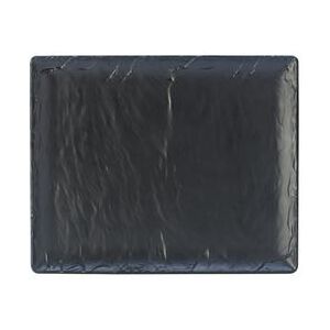 "Steelite 68A415EL593 12 3/4"" x 10 1/2"" Rectangular Creations Platter - Melamine, Slate, Black"