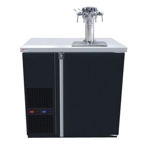 "Micro Matic MDD36W-E-E 36 3/4"" Dual Zone Wine Dispenser w/ (4) 1/6 Size Keg Capacity - (1) Column & (4) Taps, Black, 115v"
