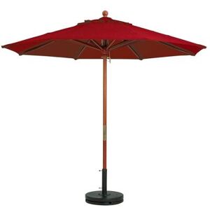 "Grosfillex 98948231 7 ft Round Top Market Umbrella - Terra Cotta Fabric, Wooden Pole, 1-1/2"" Wooden Pole, Red"