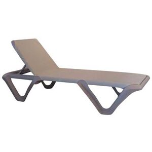 Grosfillex US891763 Nautical Pro Outdoor Stackable Chaise - Gray Fabric w/ Gray Resin Frame, Ash Gray