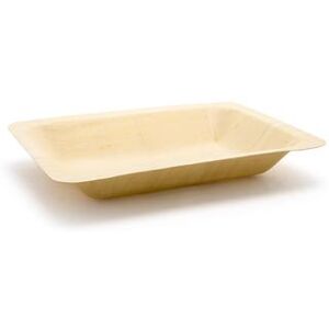 "Front of the House DAP062NAW28 Rectangular Servewise Disposable Plate - 8"" x 5 3/4"", Pinewood, Beige"