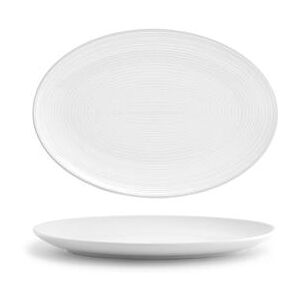 "Front of the House DSP023WHP22 Oval Spiral Coupe Plate - 9 1/2"" x 6 3/4"", Porcelain, White"