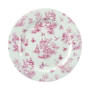 "Churchill TOCVP81 8 1/4"" Round Vintage Prints Tea Plate - Ceramic, Toile Cranberry, Red"