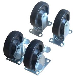 MoTak 266001-1 Set of Casters w/ (2) Fixed & (2) Swivel & Brake, Hardware Included