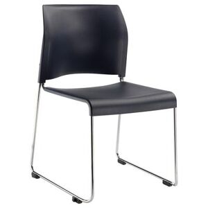 National Public Seating 8804-11-04 Stacking Chair w/ Navy Blue Plastic Back & Seat - Steel Frame, Silver