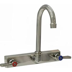 "BK Resources EVO-4SM-5G Splash Mount Faucet w/ 5"" Gooseneck Spout & 4"" Centers, Stainless Steel"