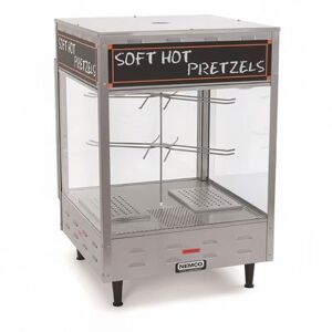 "Nemco 6453 Revolving Pretzel Merchandiser - Thermostat Control, Illuminated, 33 7/8 x 22 1/4"", Stainless Steel"