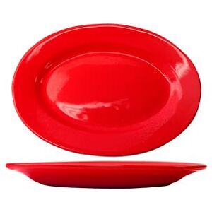 "ITI CA-14-CR 12 1/2"" x 9"" Oval Cancun Platter - Ceramic, Crimson Red"