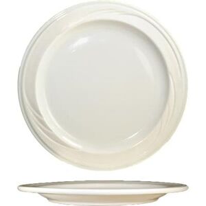 "ITI Y-16 10 5/8"" Round York Plate - Ceramic, American White"