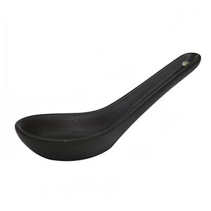 "CAC 666-40-BLK 5 1/2"" Japanese Style Soup Spoon - Ceramic, Black"