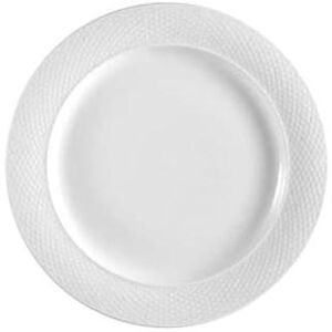 "CAC BST8 9 1/4"" Round Boston Dinner Plate - Embossed Porcelain, Super White"