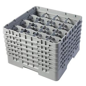 "Cambro 16S1114151 Camrack Glass Rack w/ (16) Compartments - (6) Gray Extenders, Gray, 11-3/4"" Max Height, Soft Gray"