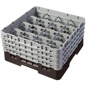 Cambro 16S800167 Camrack Glass Rack w/ (16) Compartments - (4) Gray Extenders, Brown, Full Size, Polypropylene