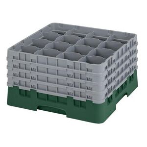 Cambro 16S900119 Camrack Glass Rack w/ (16) Compartments - (4) Gray Extenders, Sherwood Green, 16 Compartments, Full Size