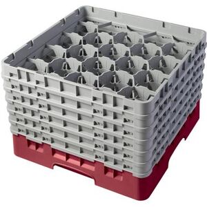 Cambro 20S1114416 Camrack Glass Rack w/ (20) Compartments - (6) Gray Extenders, Cranberry, 6 Gray Extenders, Red