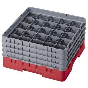 Cambro 25S800163 Camrack Glass Rack w/ (25) Compartments - (4) Extenders, Red, Full Size