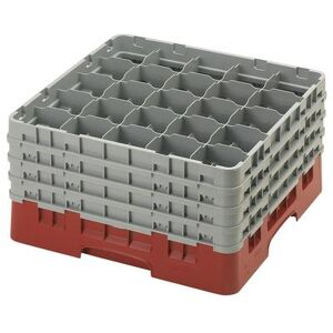 Cambro 25S900416 Camrack Glass Rack w/ (25) Compartments - (4) Extenders, Cranberry, 25 Compartments, Red