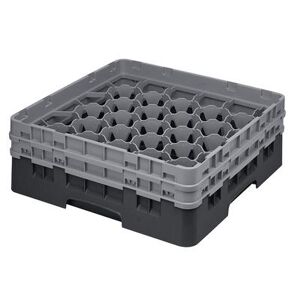 Cambro 30S434110 Camrack Glass Rack w/ (30) Compartments - (2) Gray Extenders, Black, Full Size