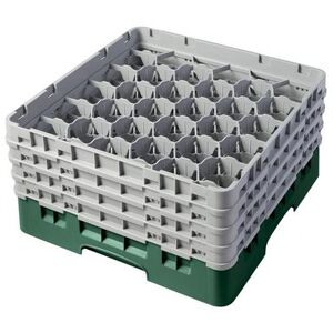 Cambro 30S800119 Camrack Glass Rack w/ (30) Compartments - (4) Gray Extenders, Sherwood Green, 4 Soft Gray Extenders