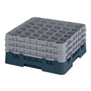 Cambro 36S738414 Camrack Glass Rack w/ (36) Compartments - (3) Gray Extenders, Teal, 3 Extenders, Blue