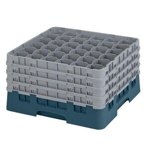 Cambro 36S900414 Camrack Glass Rack w/ (36) Compartments - (4) Gray Extenders, Teal, Stackable, Blue