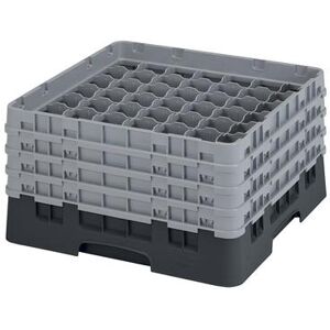 Cambro 49S800110 Camrack Glass Rack w/ (49) Compartments - (4) Gray Extenders, Black, 49 Compartments, 4 Extenders