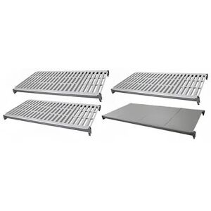 "Cambro CBSK2148VS4580 Camshelving Basics Polymer Louvered/Solid Shelf Plate Kit - 21"" x 48"", Brushed Graphite, 3 Vented, 1 Solid"