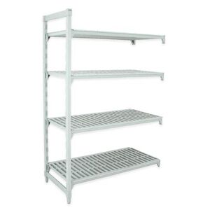 "Cambro CPA247284V4PKG Camshelving Premium Vented Add-On Shelving Unit - 4 Shelves, 72""L x 24""W x 84""H, 4 Vented Tiers"