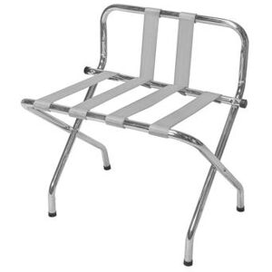 "CSL 1055C-SV Metal Luggage Rack w/ 2 1/4"" Silver Poly Straps - 24 1/4""W x 16""D x 26 1/2""H, Chrome"